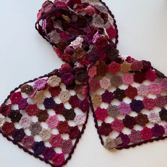 Sophie Digard Multicolor Wool Floral Crochet Scarf OS - Picture 3 of 11